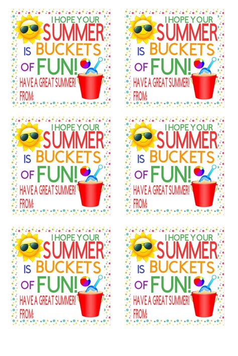 Have Buckets Of Fun This Summer Printable